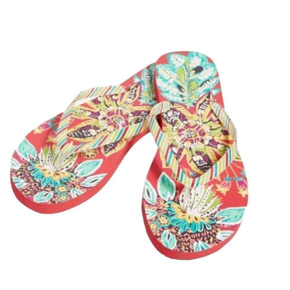 NWT Vera Bradley flip flops, Rumba, pink and green pattern, size medium (7-8) - Picture 4 of 9